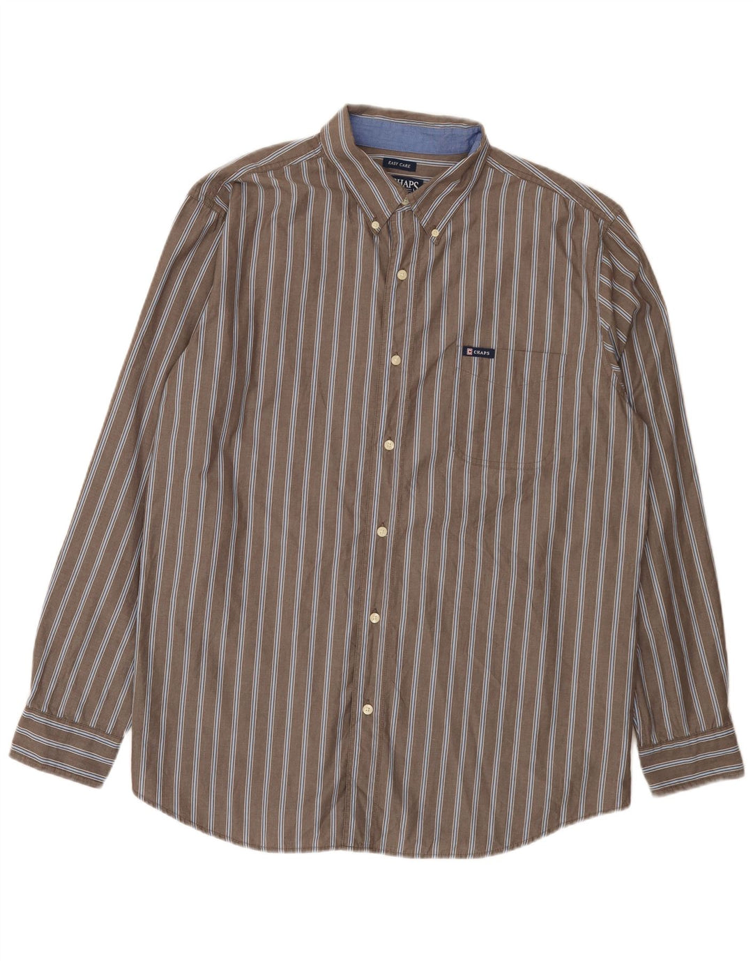 Chaps Chemise homme facile d'entretien XL en coton à fines rayures gris