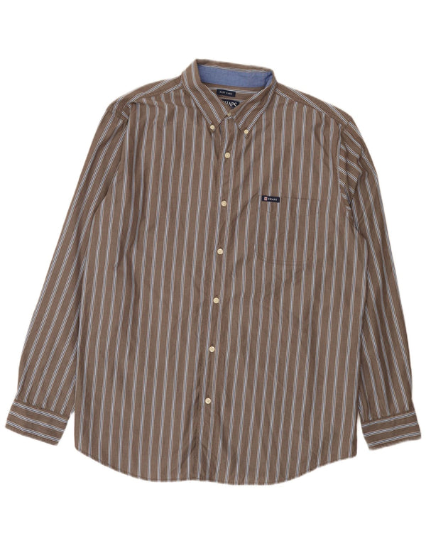 Chaps Chemise homme facile d'entretien XL en coton à fines rayures gris