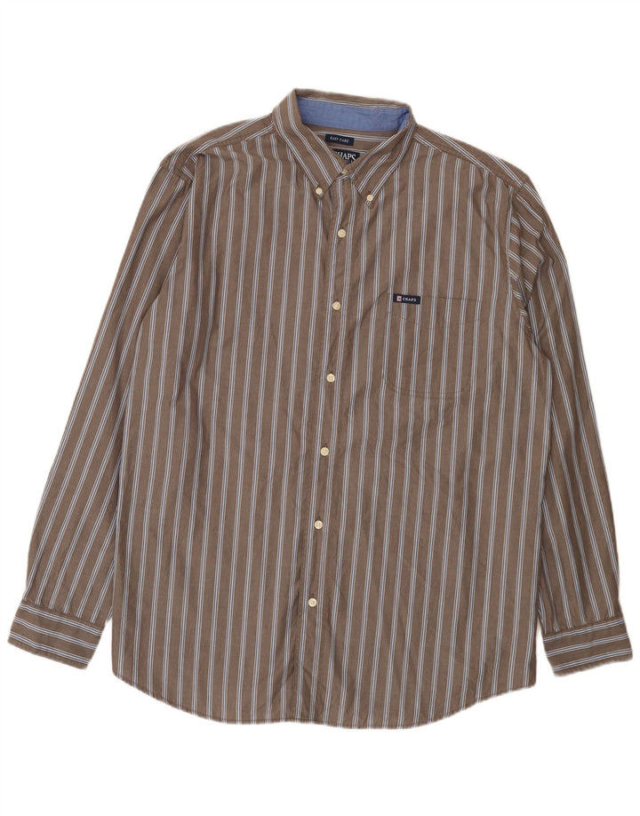 Chaps Chemise homme facile d'entretien XL en coton à fines rayures gris
