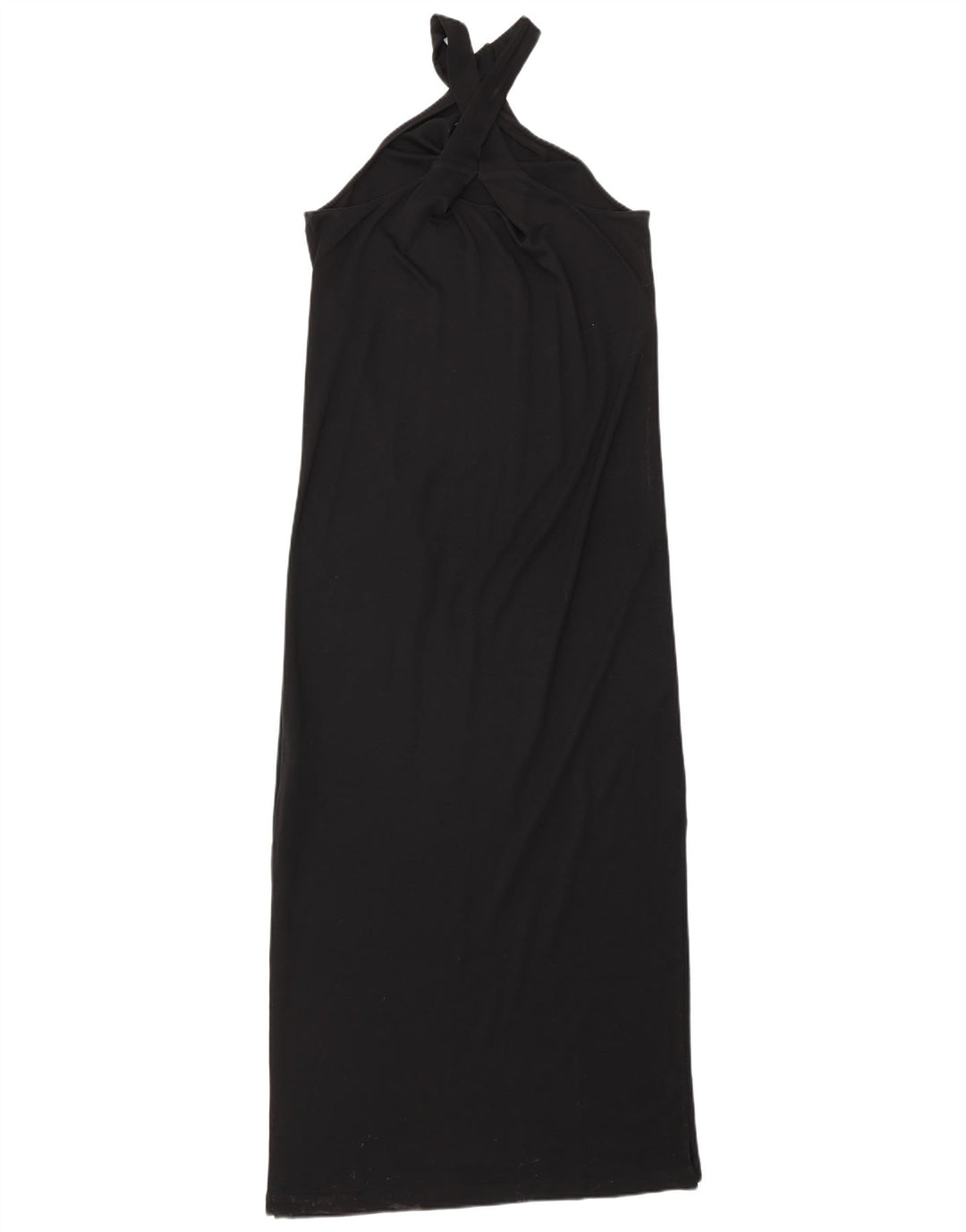 Massimo Dutti Robe longue sans manches pour femme UK 10 Petit Lyocell Noir
