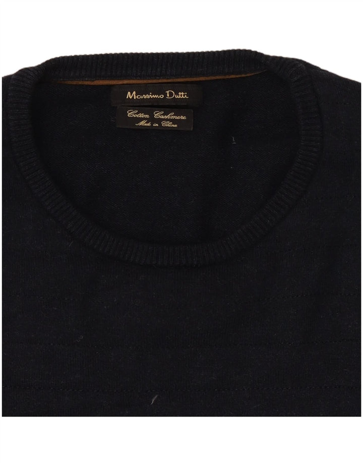Massimo Dutti Pull col rond homme en coton bleu marine moyen