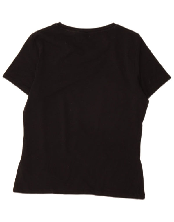 Gant T-Shirt Femme Top UK 10 Small Noir Coton