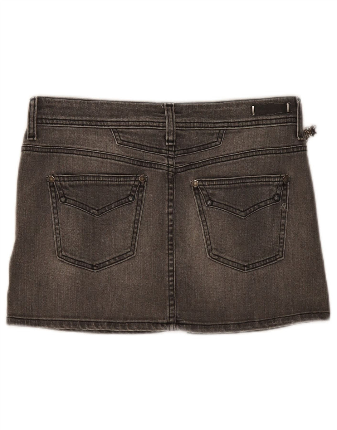 Replay Femme Mini Jupe En Jean W28 Gris Moyen Coton