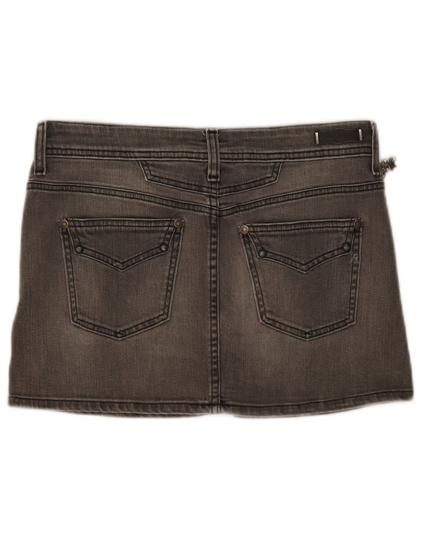 Replay Femme Mini Jupe En Jean W28 Gris Moyen Coton