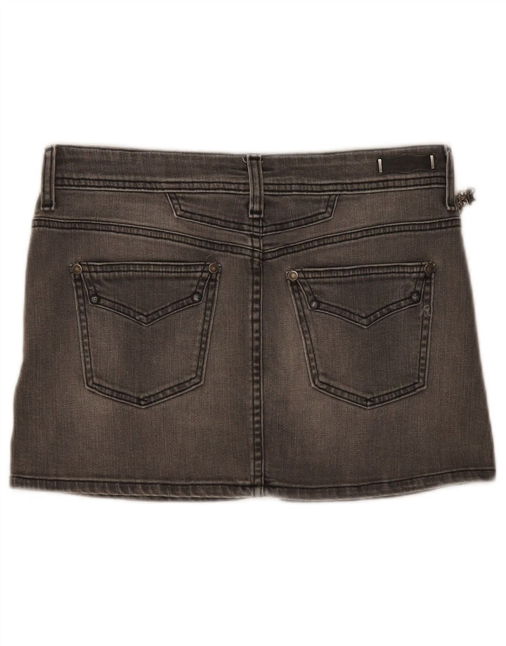 Replay Femme Mini Jupe En Jean W28 Gris Moyen Coton
