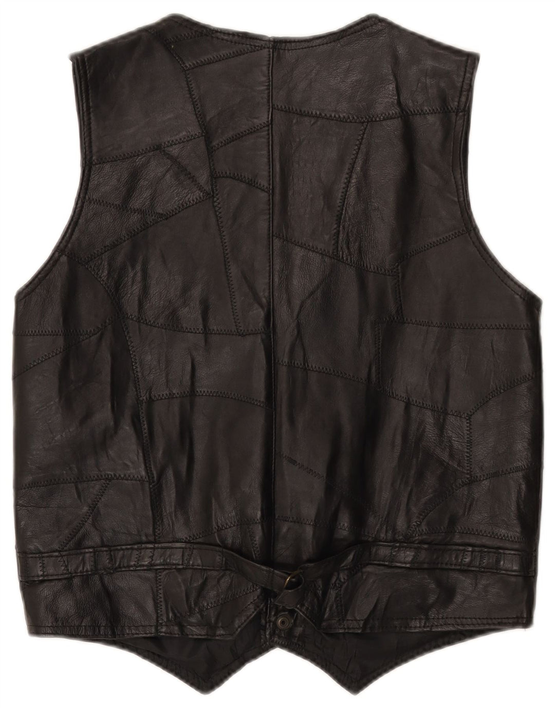 gilet en cuir homme vintage XL Patchwork noir