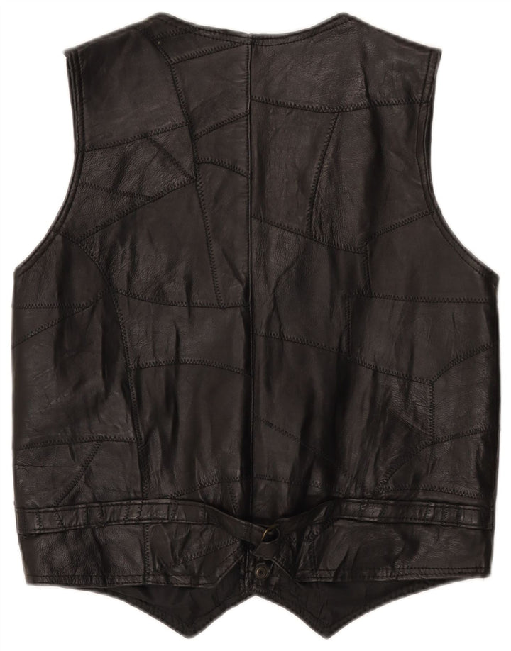 gilet en cuir homme vintage XL Patchwork noir