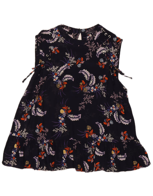 Marks & Spencer Chemisier sans manches pour femme UK 18 XL Bleu marine Floral
