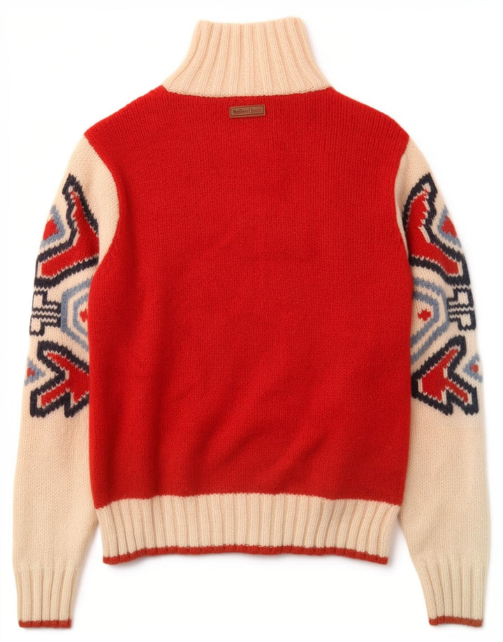Marlboro Classics Pull à col zippé pour homme Petite laine Fair Isle rouge