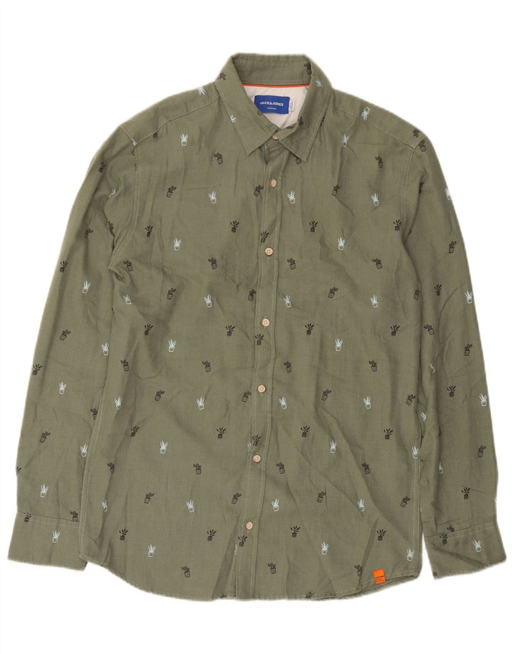 JACK & JONES Chemise Homme Vert Moyen Tacheté Coton