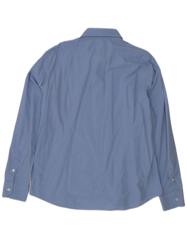 Roberto Cavalli Chemise homme Taille 44 17 1/2 XL Coton à fines rayures bleues