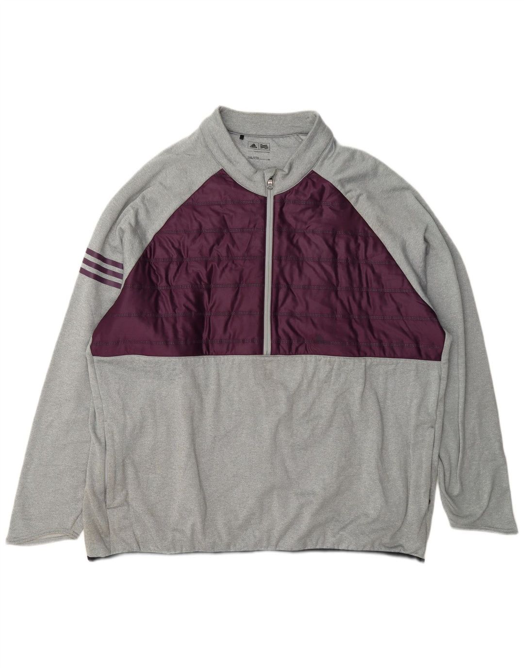 Adidas Haut de survêtement à col zippé pour homme 2XL Gris Colorblock Polyester