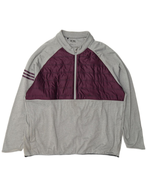 Adidas Haut de survêtement à col zippé pour homme 2XL Gris Colorblock Polyester