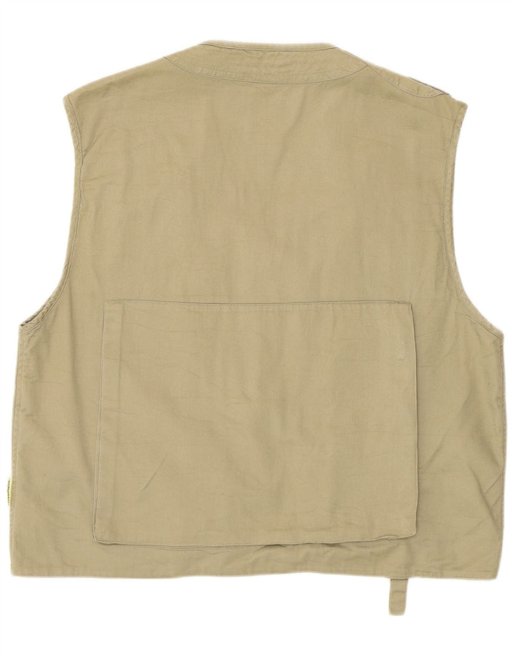 vintage Mens Utility Gilet IT 50 Grand Coton Kaki