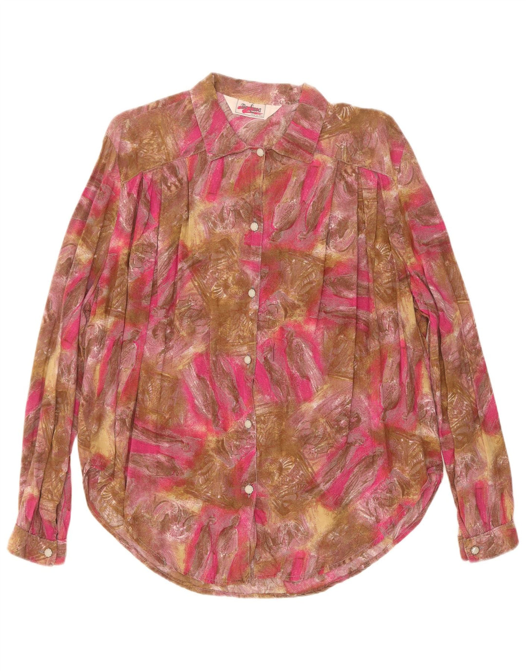 vintage Femmes Motif Abstrait Chemise Blouse UK 18 XL Multicolore