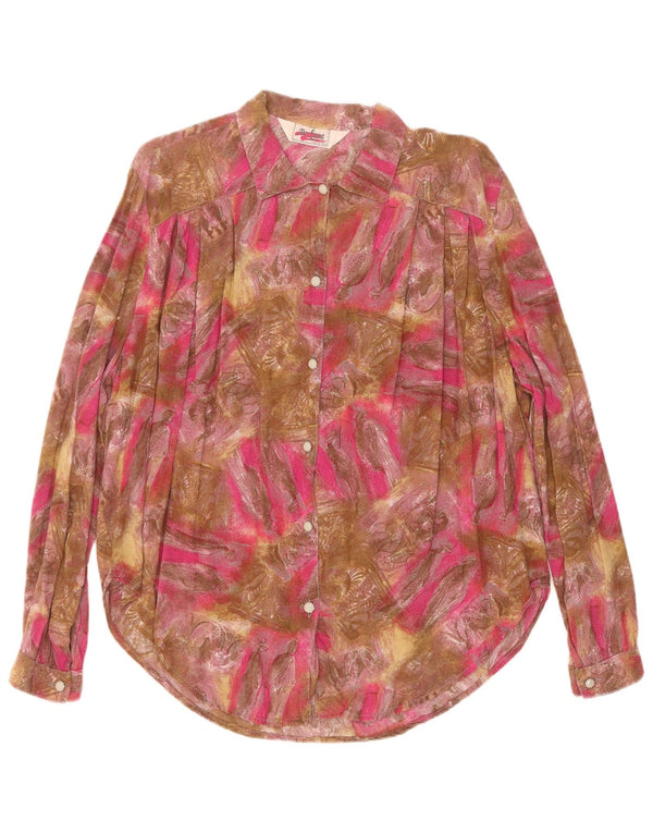 vintage Femmes Motif Abstrait Chemise Blouse UK 18 XL Multicolore