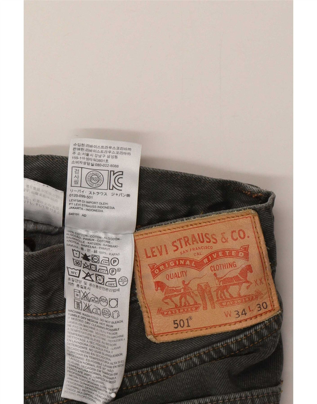 Levi's Jean Droit 501 Homme Gris W34 L30 Coton