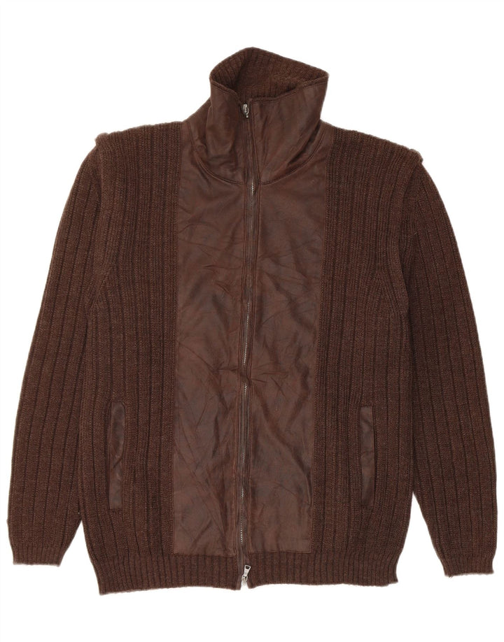 Ashwell Cardigan Homme Pull IT 50 Marron Moyen Laine Vierge