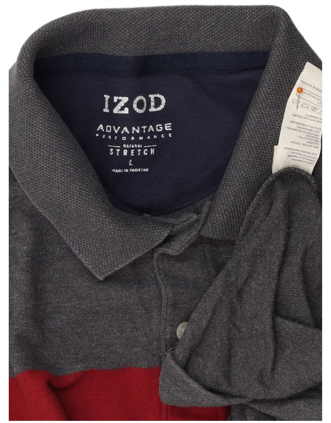 IZOD Polo Homme Large Gris Colorblock Coton