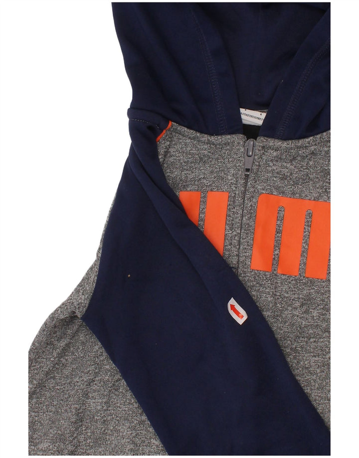 PUMA Sweat à capuche zippé graphique pour garçon 5-6 ans Gris Colorblock Polyester