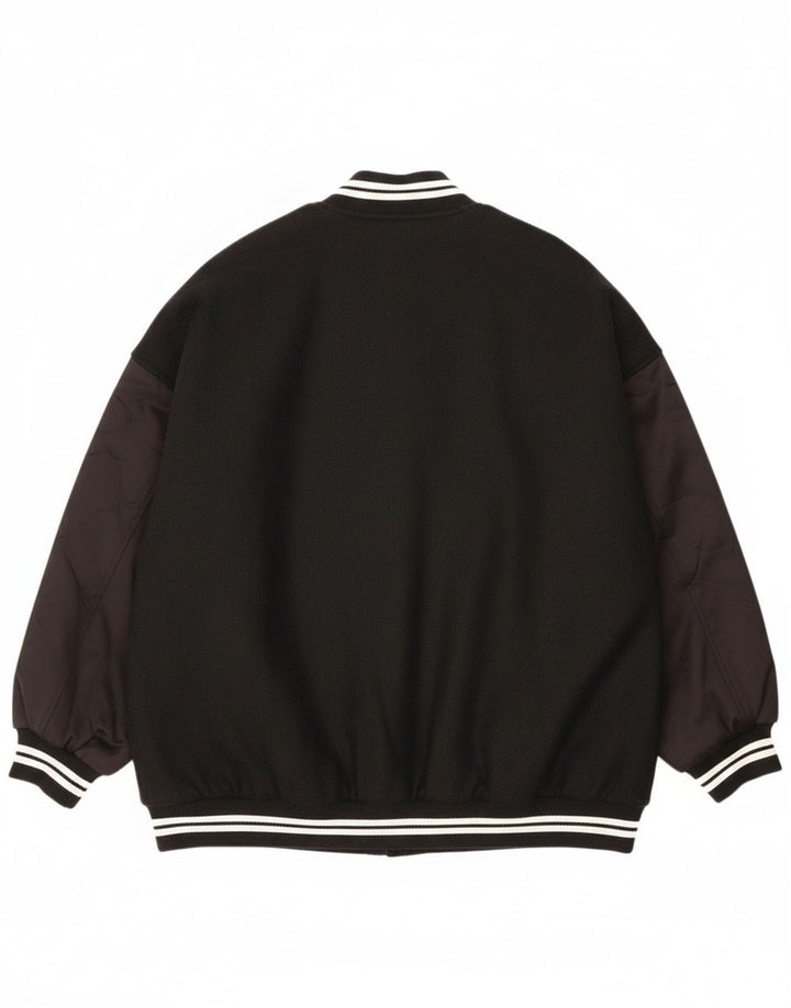 Zara Veste Varsity surdimensionnée pour femme UK 10 Small Noir Colourblock