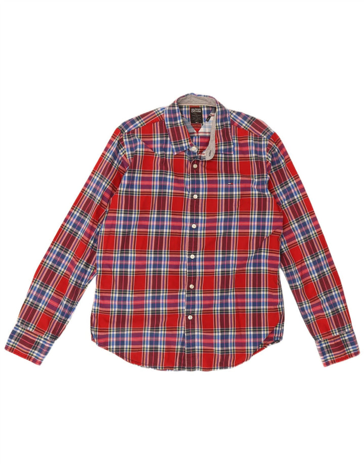 Tommy Hilfiger Chemise Homme Grand Carreau Rouge Coton