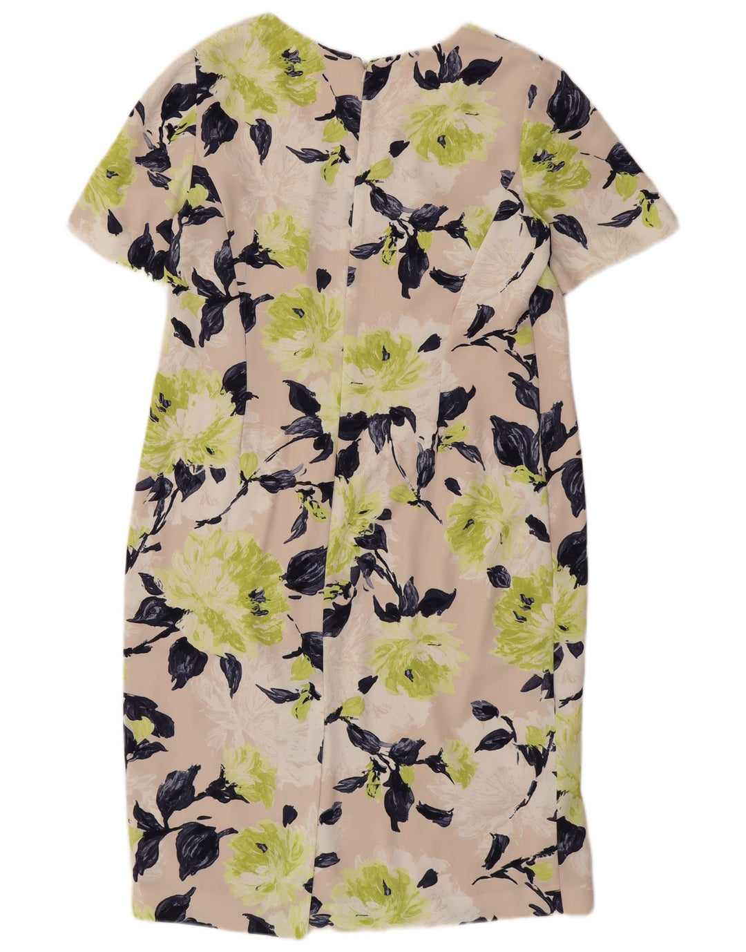 JACQUES VERT Robe fourreau à manches courtes pour femme UK 12 Beige moyen floral
