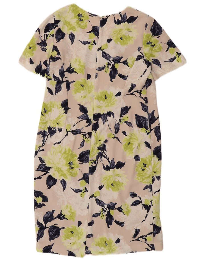 JACQUES VERT Robe fourreau à manches courtes pour femme UK 12 Beige moyen floral