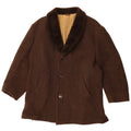 vintage Mens 3/4 Manches Pardessus UK 40 Grand Chevron Brun