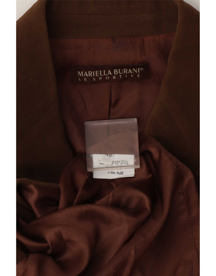 Mariella Burani Veste blazer 3 boutons pour femme EU 40 Marron moyen