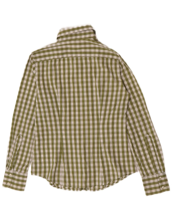 Benetton Chemise Femme UK 10 Petit Vert Vichy Coton