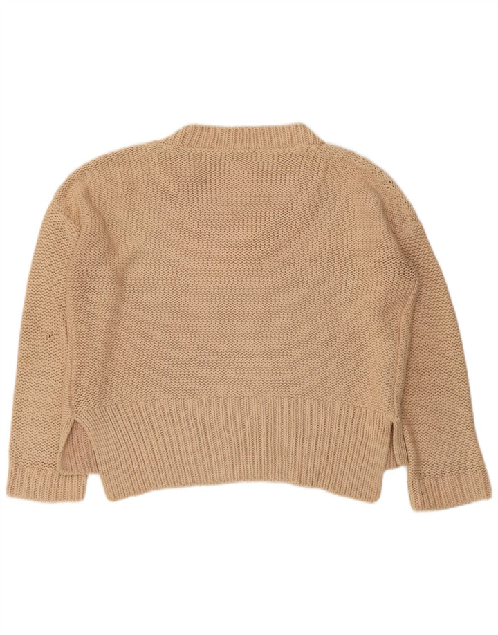 Marks & Spencer Pull surdimensionné à col en V pour femme UK 12 Beige moyen