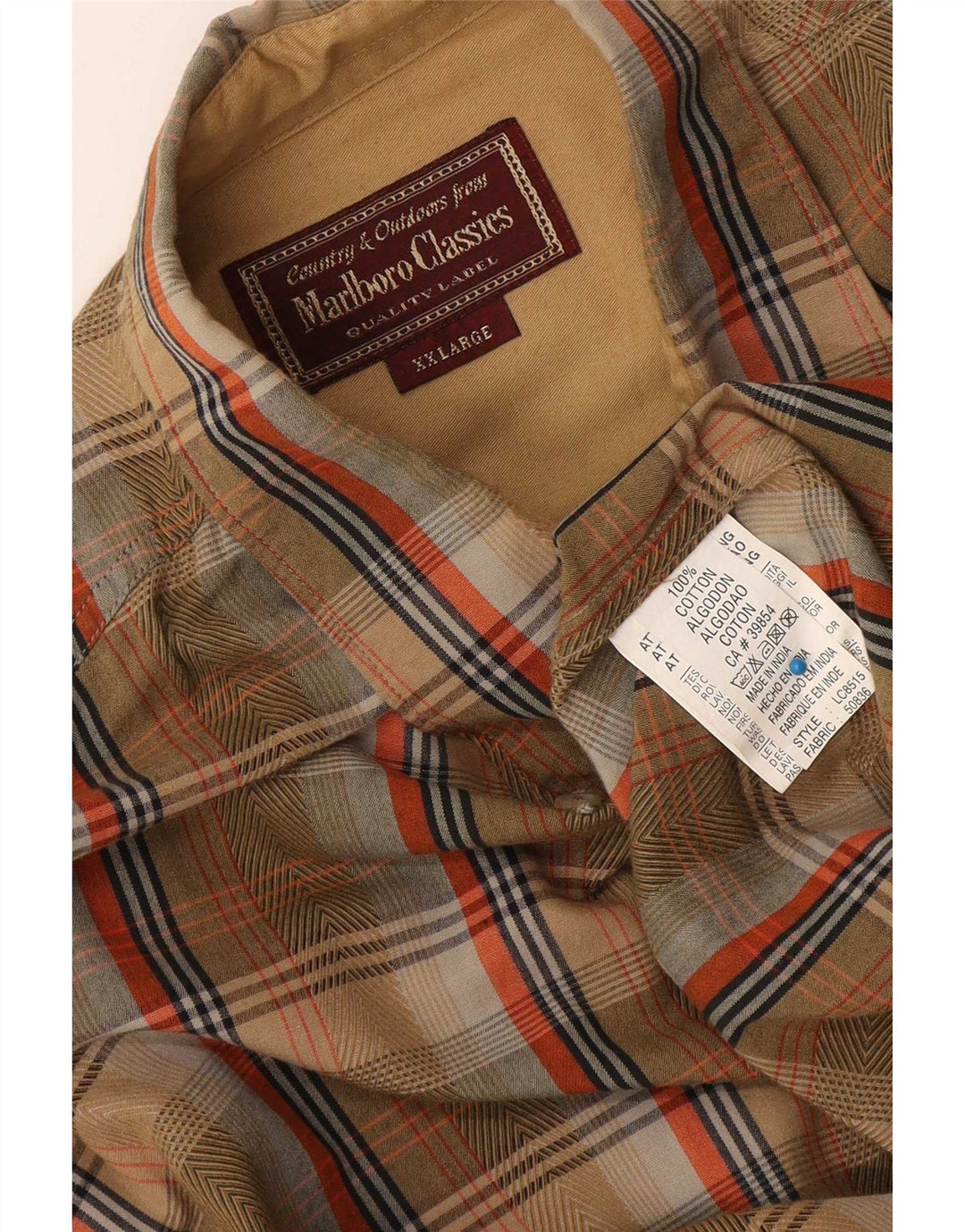 Marlboro Classics Chemise en flanelle pour homme 2XL en coton à carreaux marron