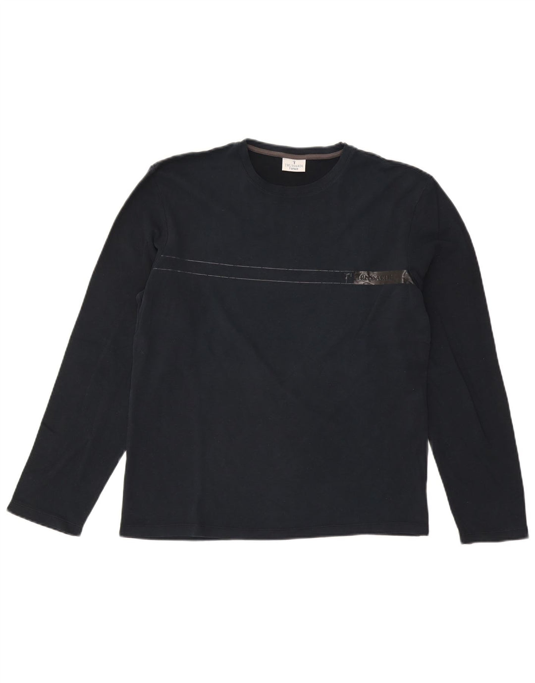 Trussardi Homme Top Manches Longues Large Bleu Marine Rayé Coton