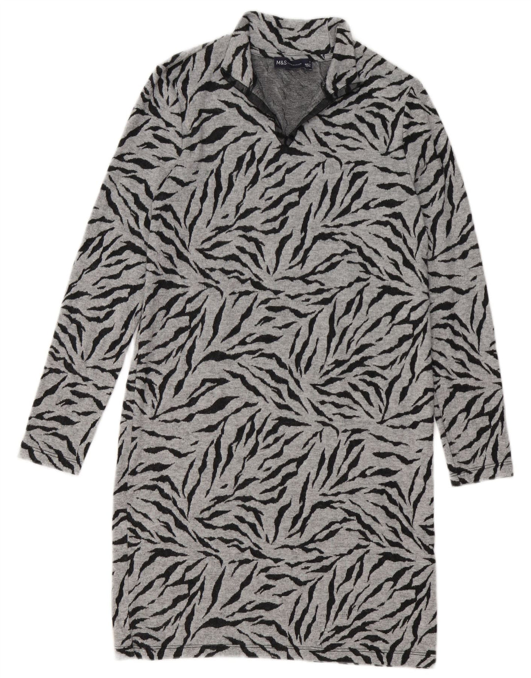 Marks & Spencer Robe pull pour femme UK 8 Petit gris imprimé animal Polyester