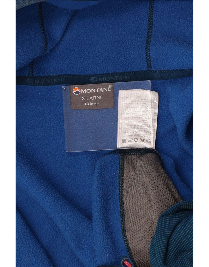 MONTANE Pull à capuche zippé pour homme XL en polyester à fines rayures bleues