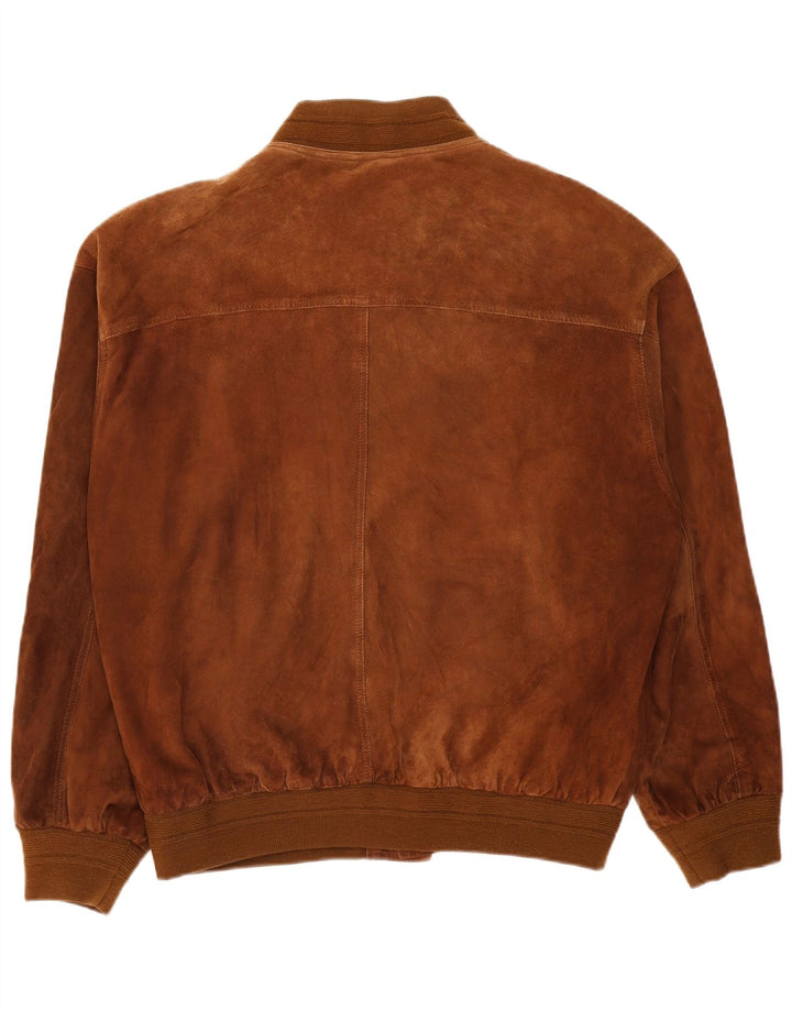 veste en daim bomber homme vintage IT 58 4XL cuir marron