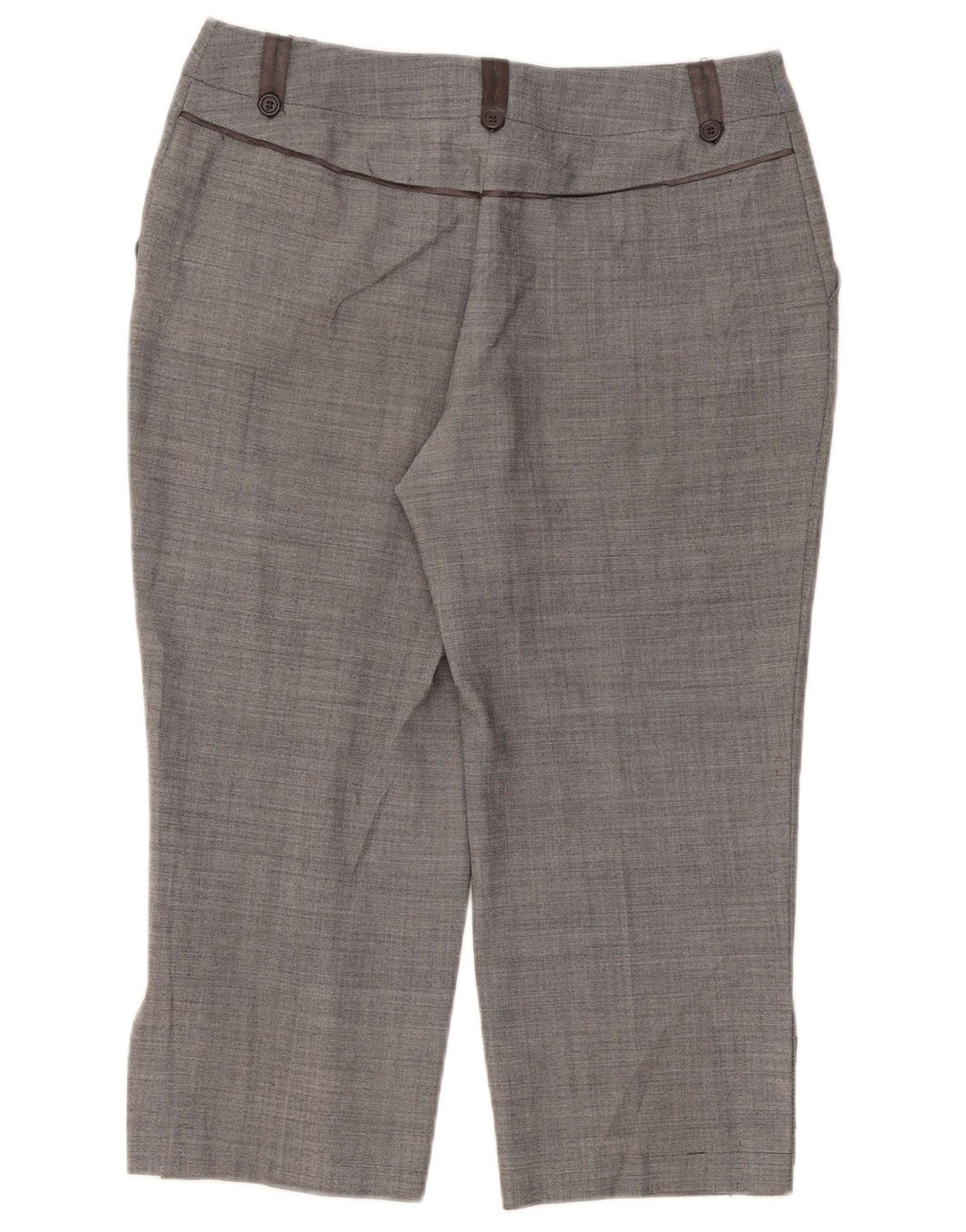 Marks & Spencer Pantalon Capri Femme UK 12 Moyen W32 L22 Gris Polyester