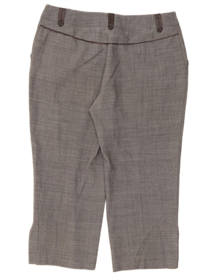 Marks & Spencer Pantalon Capri Femme UK 12 Moyen W32 L22 Gris Polyester
