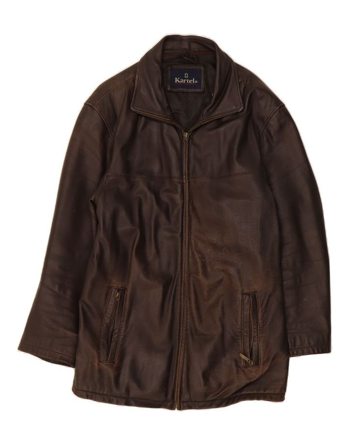 KARTEL Mens Leather Jacket UK 40 Large Brown Leather Vintage Kartel and Second-Hand Kartel from Messina Hembry 