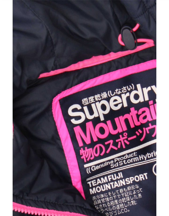 Superdry Veste matelassée à capuche pour femme UK 8 Small Bleu Marine Moucheté Polyester