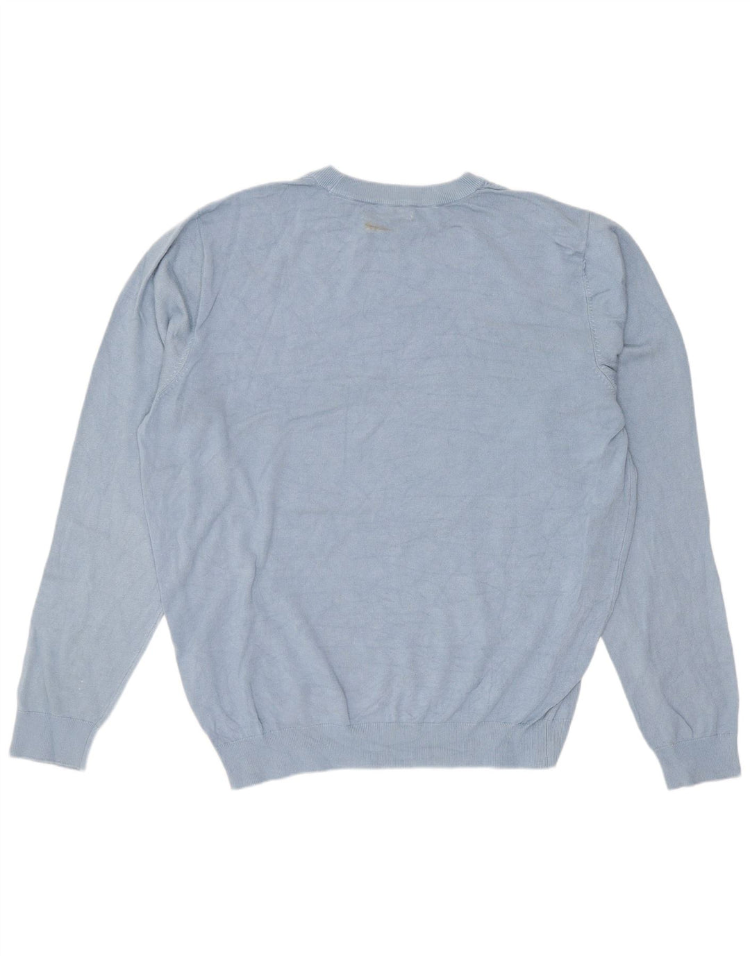 Zara Pull à col rond pour homme Large Bleu Viscose