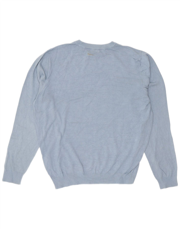 Zara Pull à col rond pour homme Large Bleu Viscose