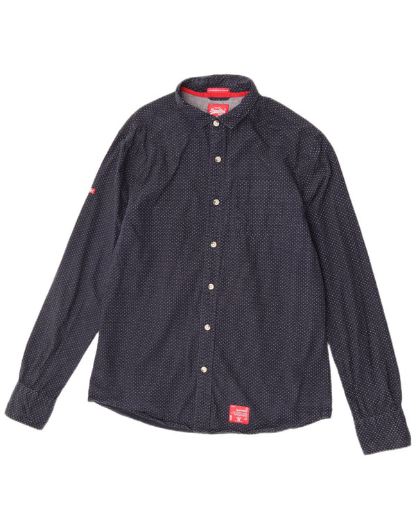 Superdry Chemise Homme 2XL Bleu Marine À Pois Coton