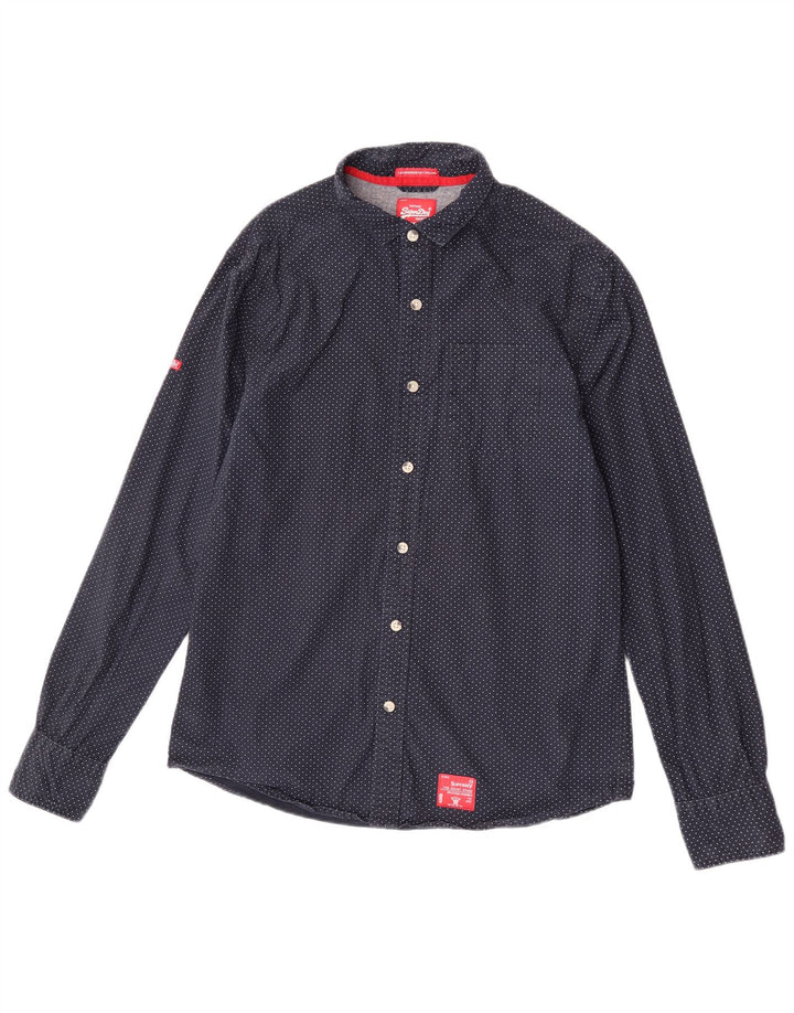 Superdry Chemise Homme 2XL Bleu Marine À Pois Coton