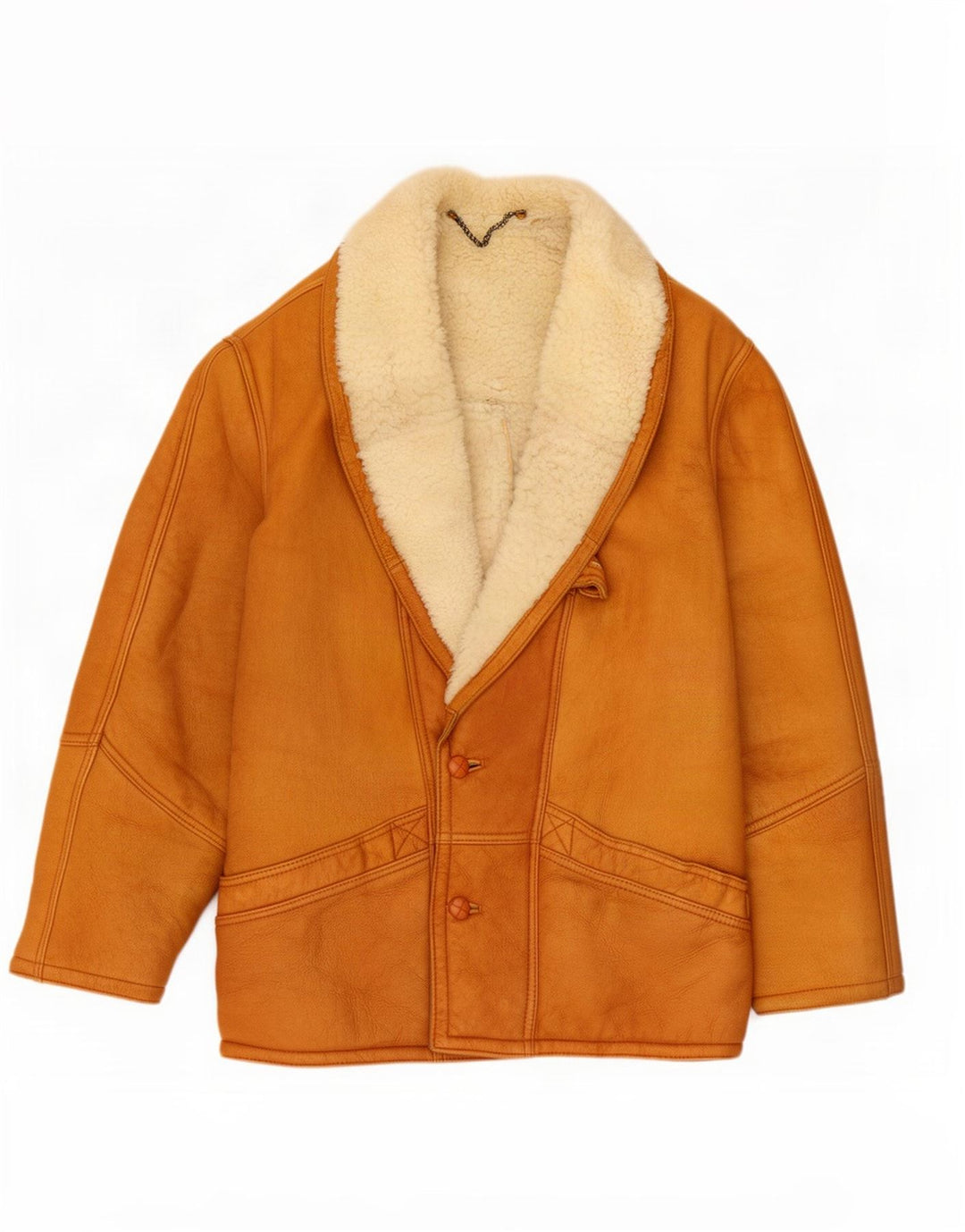 veste en peau de mouton vintage pour homme IT 50 Large Brown Colourblock