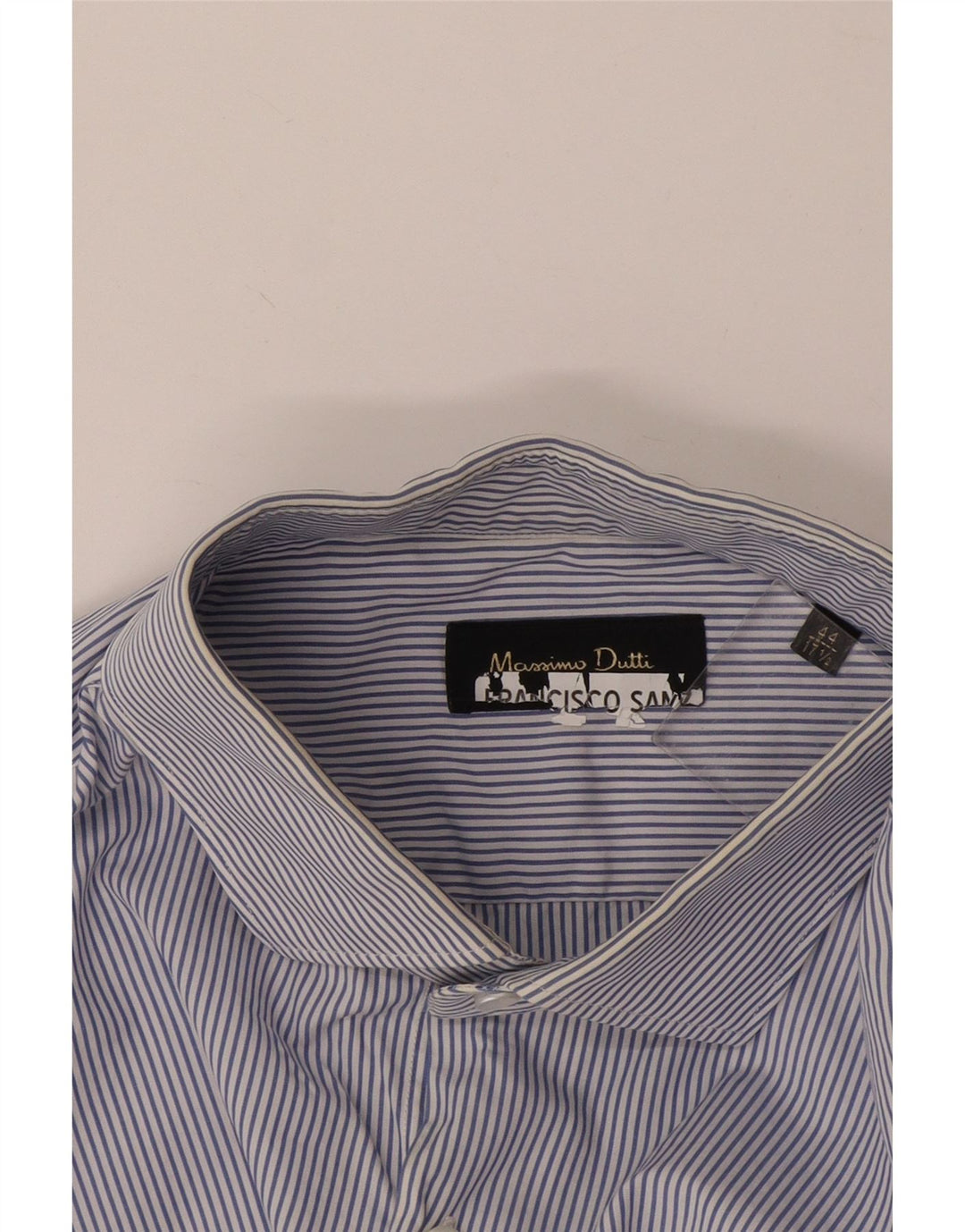 Massimo Dutti Chemise homme Taille 44 17 1/2 XL Bleu à fines rayures
