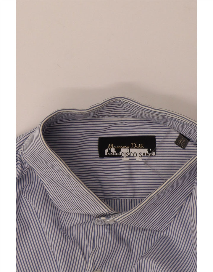 Massimo Dutti Chemise homme Taille 44 17 1/2 XL Bleu à fines rayures