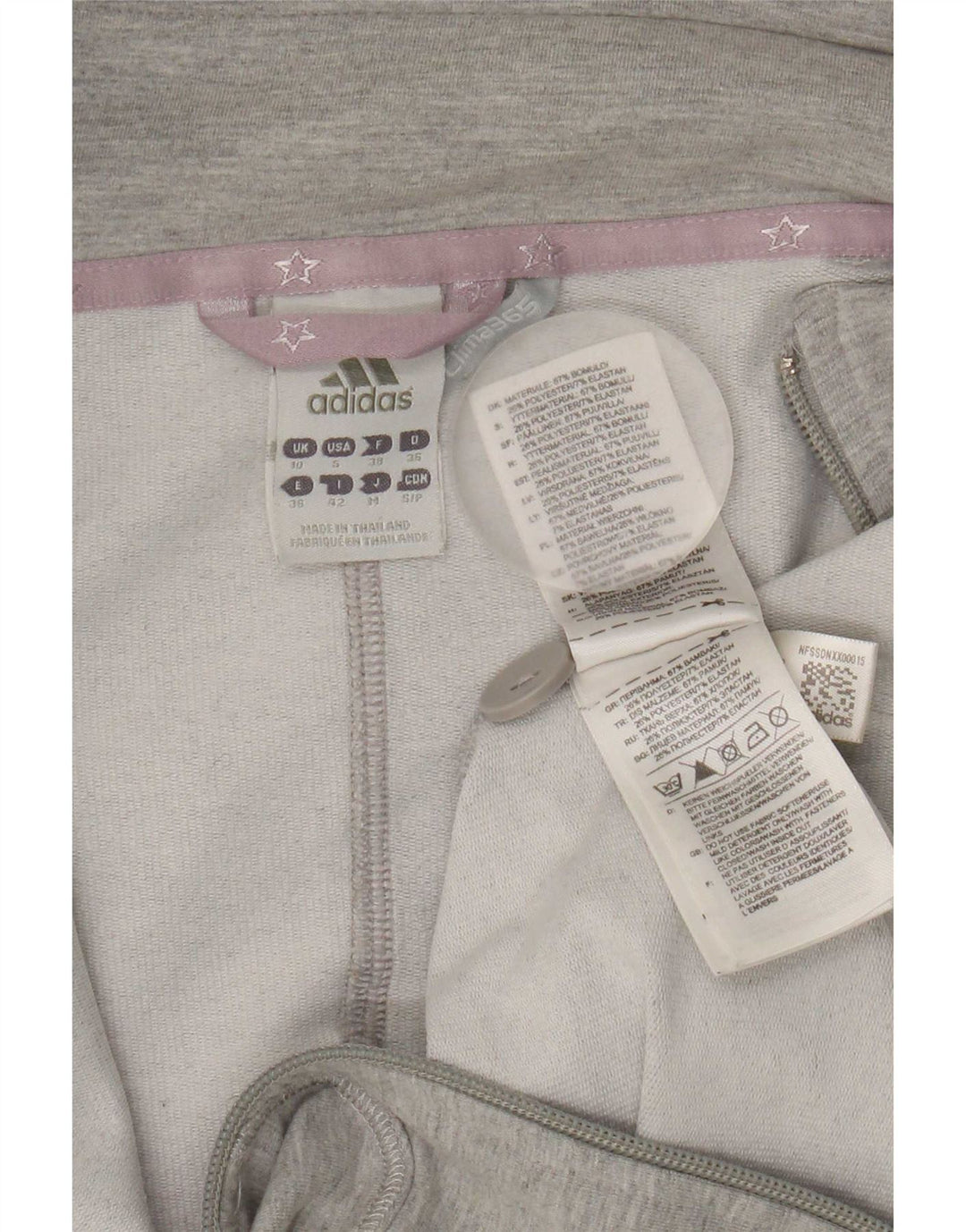 Adidas Veste de survêtement pour femme UK 10 Petit Gris Coton