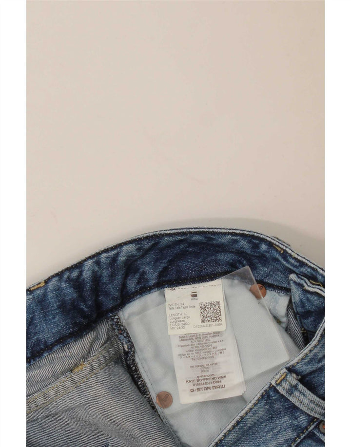 Jeans droits délavés pour femmes G-Star W24 L30 Bleu Coton